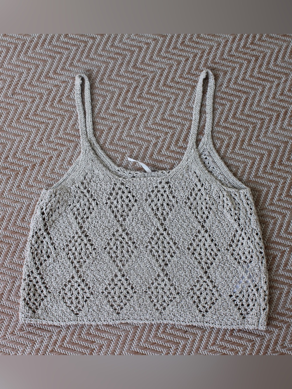 Free People Cream Knit Diamond-Pattern Camisole